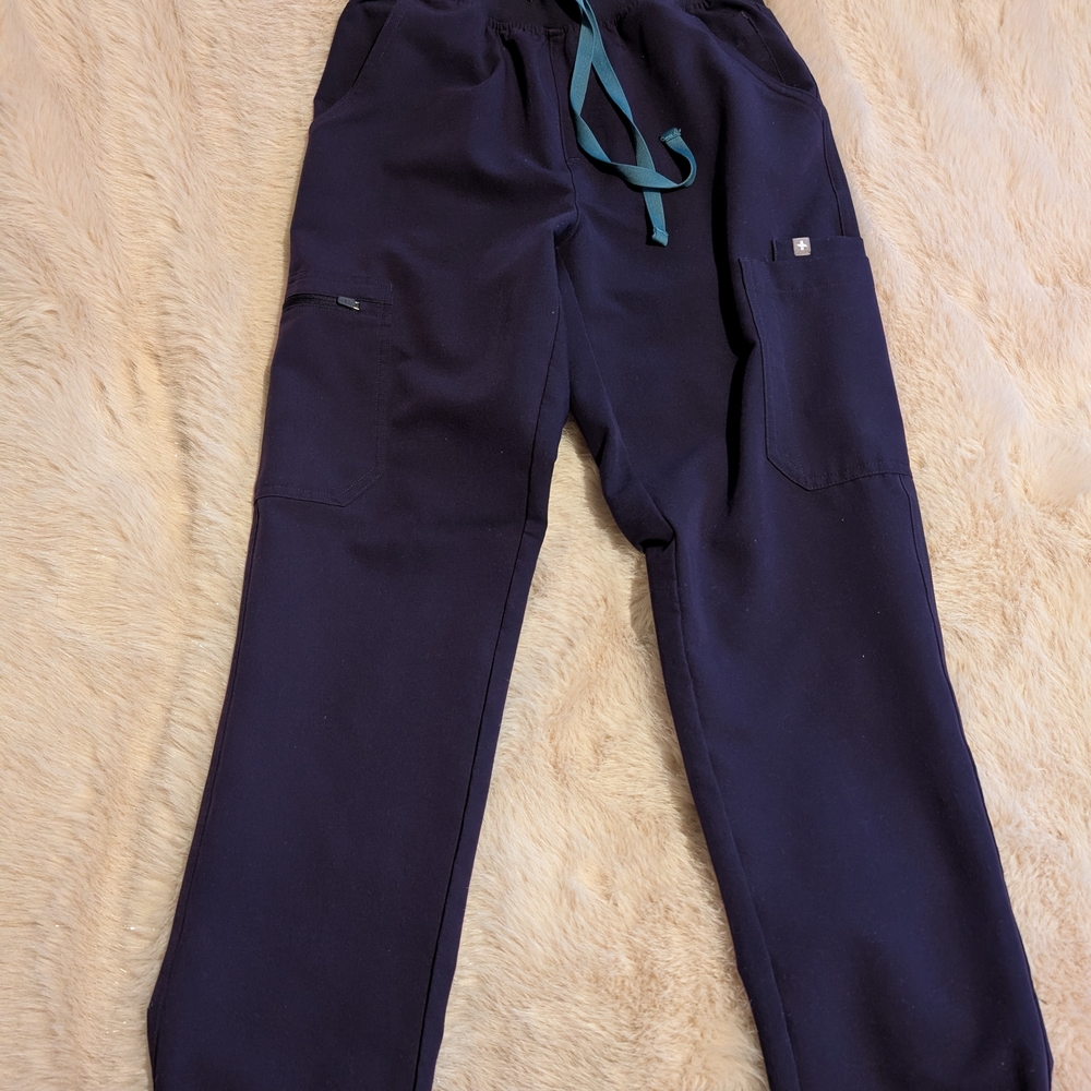 Figs High Waisted Yola Pants, Dark Purple.